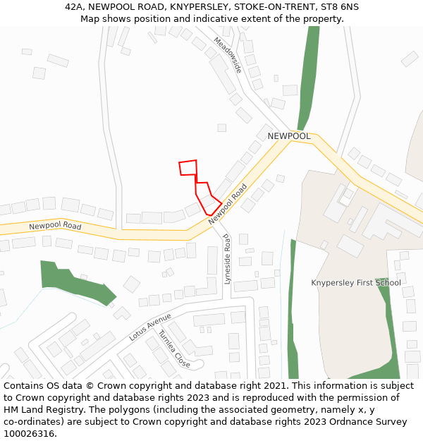 42A, NEWPOOL ROAD, KNYPERSLEY, STOKE-ON-TRENT, ST8 6NS: Location map and indicative extent of plot