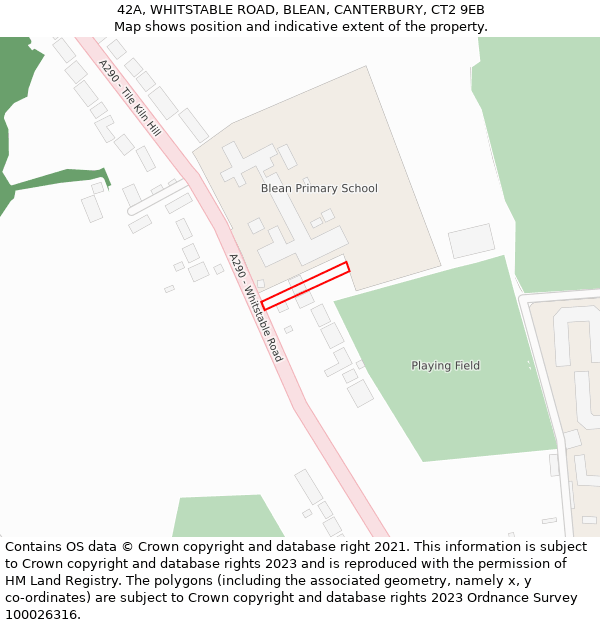 42A, WHITSTABLE ROAD, BLEAN, CANTERBURY, CT2 9EB: Location map and indicative extent of plot