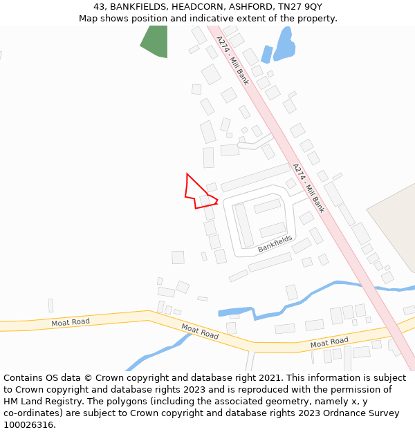 43, BANKFIELDS, HEADCORN, ASHFORD, TN27 9QY: Location map and indicative extent of plot