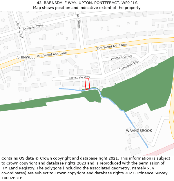 43, BARNSDALE WAY, UPTON, PONTEFRACT, WF9 1LS: Location map and indicative extent of plot