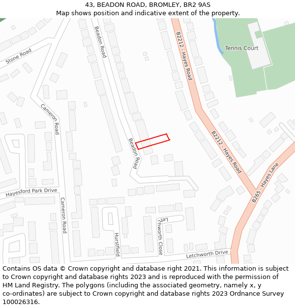 43, BEADON ROAD, BROMLEY, BR2 9AS: Location map and indicative extent of plot