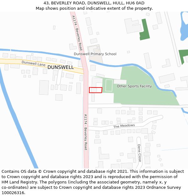 43, BEVERLEY ROAD, DUNSWELL, HULL, HU6 0AD: Location map and indicative extent of plot