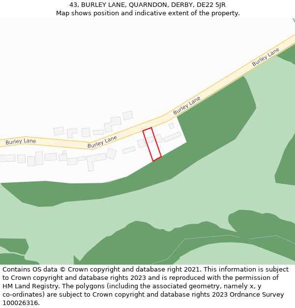 43, BURLEY LANE, QUARNDON, DERBY, DE22 5JR: Location map and indicative extent of plot