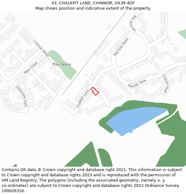 43, CHALKPIT LANE, CHINNOR, OX39 4DF: Location map and indicative extent of plot