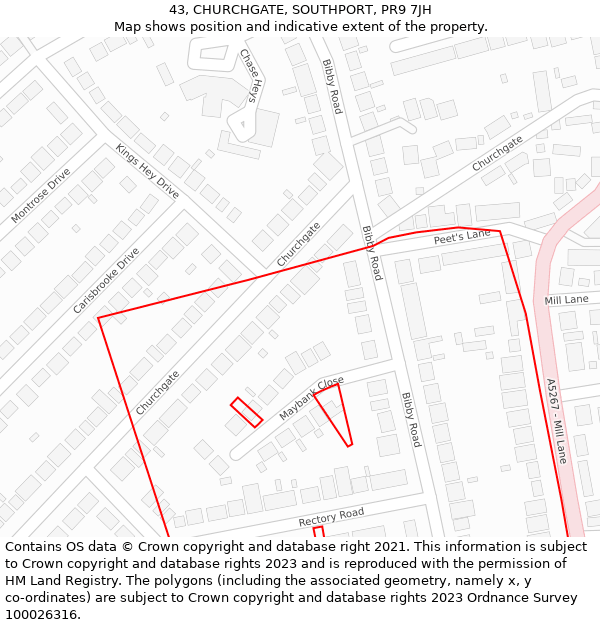 43, CHURCHGATE, SOUTHPORT, PR9 7JH: Location map and indicative extent of plot