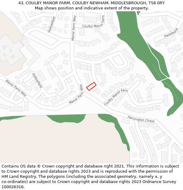 43, COULBY MANOR FARM, COULBY NEWHAM, MIDDLESBROUGH, TS8 0RY: Location map and indicative extent of plot