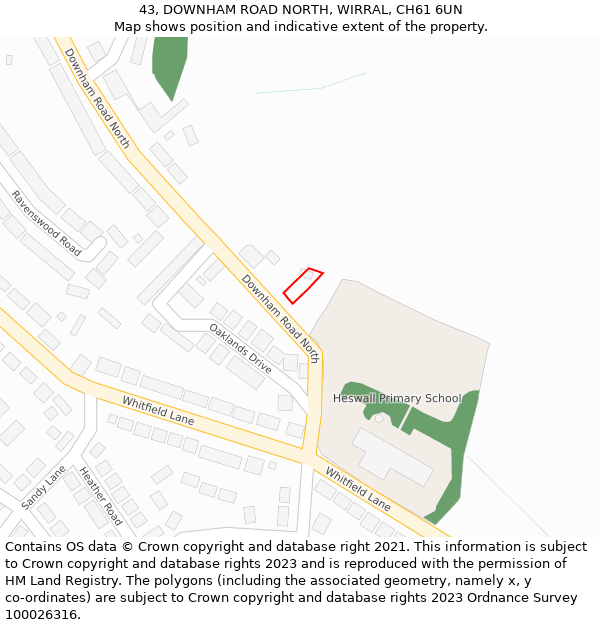 43, DOWNHAM ROAD NORTH, WIRRAL, CH61 6UN: Location map and indicative extent of plot