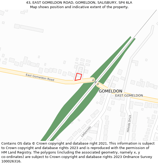 43, EAST GOMELDON ROAD, GOMELDON, SALISBURY, SP4 6LA: Location map and indicative extent of plot