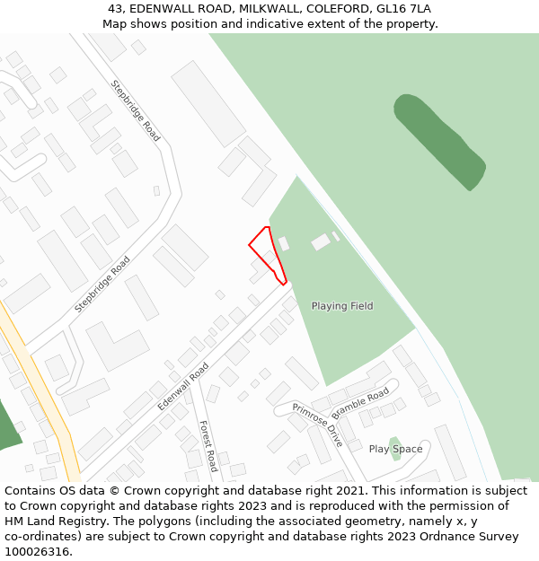 43, EDENWALL ROAD, MILKWALL, COLEFORD, GL16 7LA: Location map and indicative extent of plot