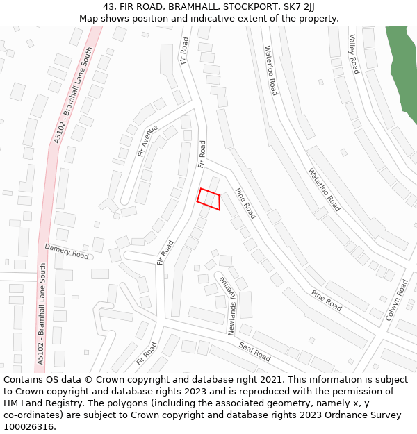 43, FIR ROAD, BRAMHALL, STOCKPORT, SK7 2JJ: Location map and indicative extent of plot