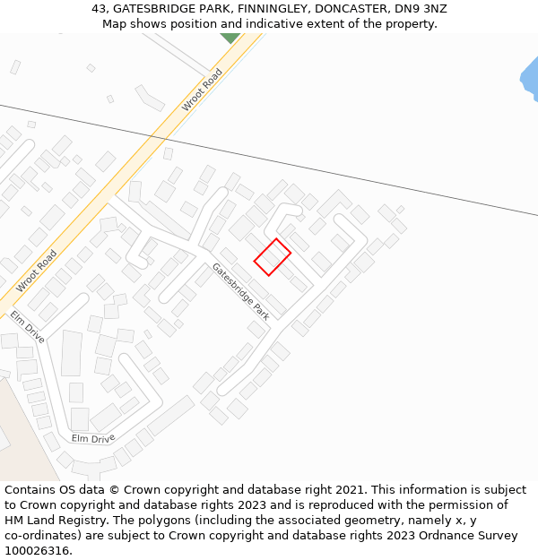 43, GATESBRIDGE PARK, FINNINGLEY, DONCASTER, DN9 3NZ: Location map and indicative extent of plot