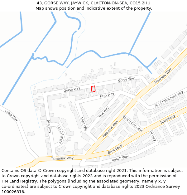 43, GORSE WAY, JAYWICK, CLACTON-ON-SEA, CO15 2HU: Location map and indicative extent of plot