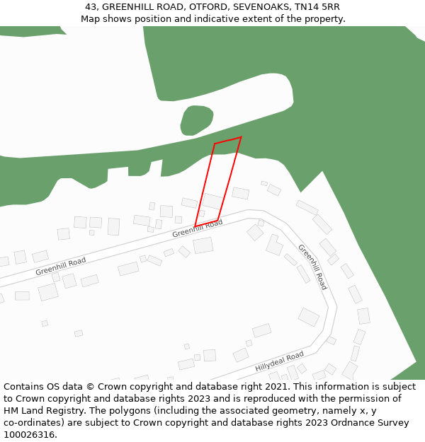 43, GREENHILL ROAD, OTFORD, SEVENOAKS, TN14 5RR: Location map and indicative extent of plot