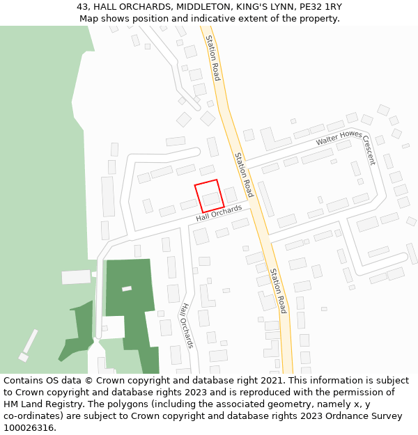 43, HALL ORCHARDS, MIDDLETON, KING'S LYNN, PE32 1RY: Location map and indicative extent of plot