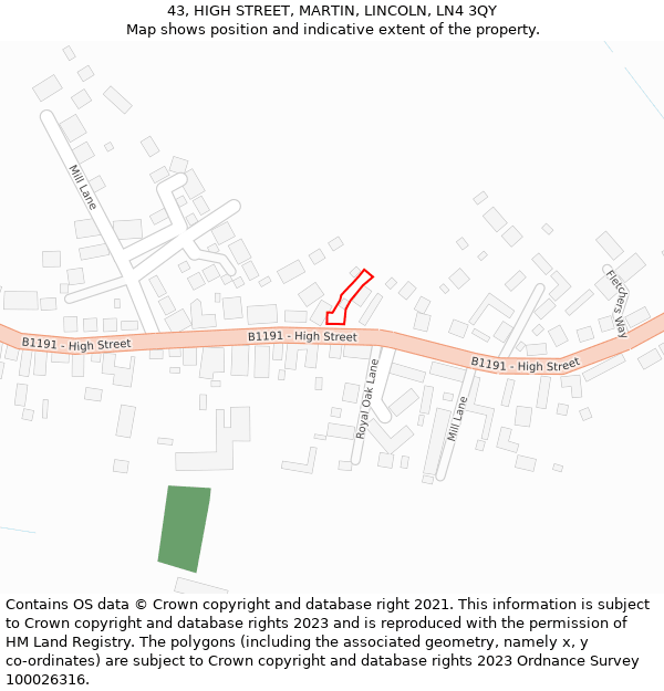 43, HIGH STREET, MARTIN, LINCOLN, LN4 3QY: Location map and indicative extent of plot