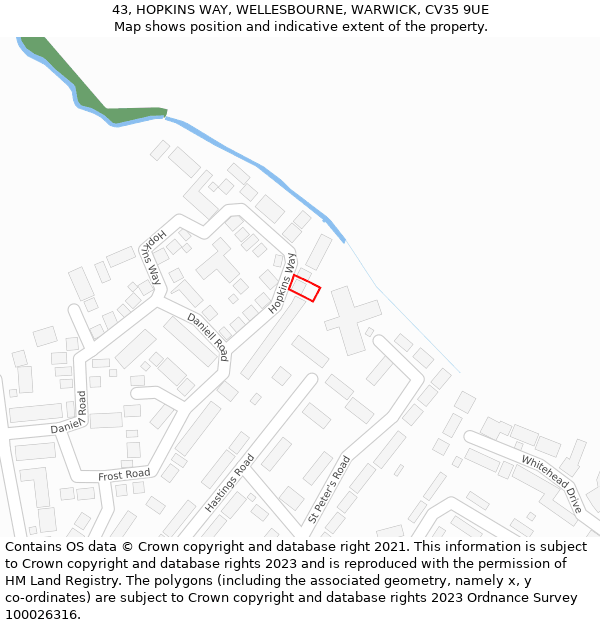 43, HOPKINS WAY, WELLESBOURNE, WARWICK, CV35 9UE: Location map and indicative extent of plot