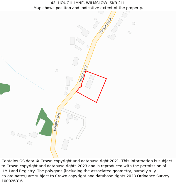 43, HOUGH LANE, WILMSLOW, SK9 2LH: Location map and indicative extent of plot