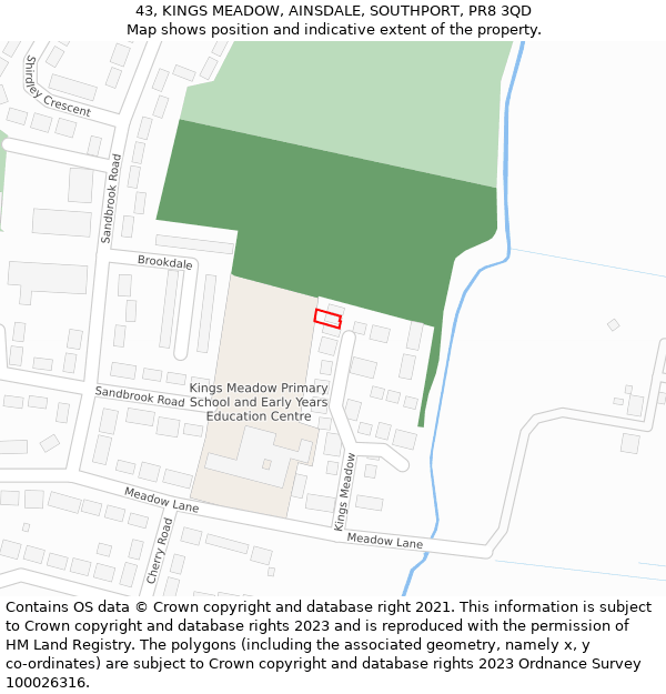 43, KINGS MEADOW, AINSDALE, SOUTHPORT, PR8 3QD: Location map and indicative extent of plot