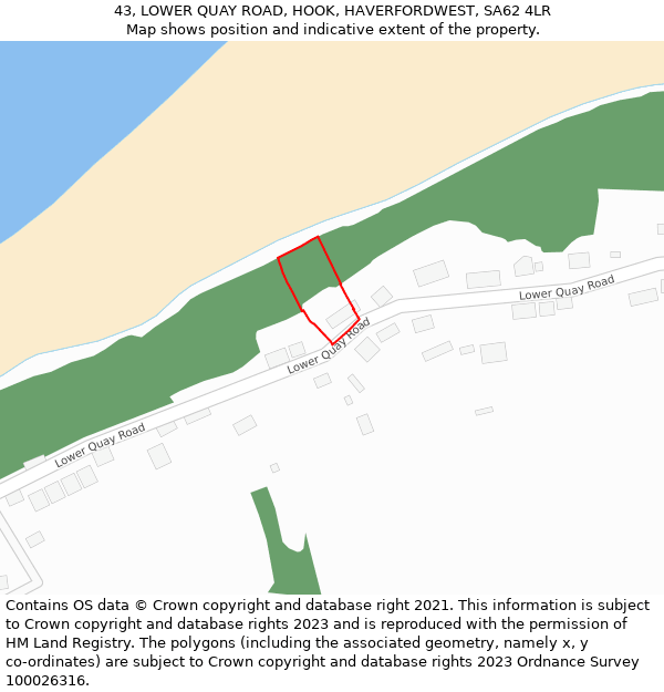 43, LOWER QUAY ROAD, HOOK, HAVERFORDWEST, SA62 4LR: Location map and indicative extent of plot