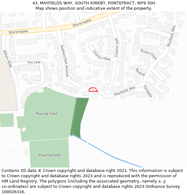 43, MAYFIELDS WAY, SOUTH KIRKBY, PONTEFRACT, WF9 3SH: Location map and indicative extent of plot