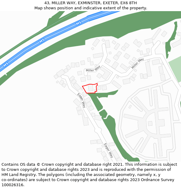 43, MILLER WAY, EXMINSTER, EXETER, EX6 8TH: Location map and indicative extent of plot