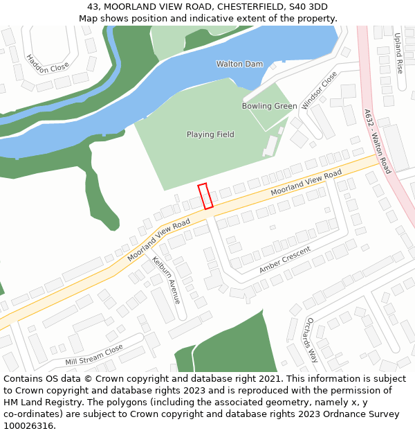 43, MOORLAND VIEW ROAD, CHESTERFIELD, S40 3DD: Location map and indicative extent of plot