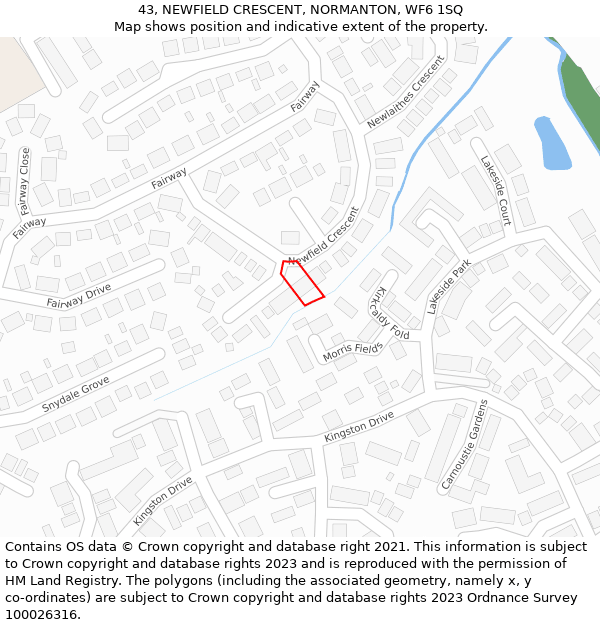 43, NEWFIELD CRESCENT, NORMANTON, WF6 1SQ: Location map and indicative extent of plot