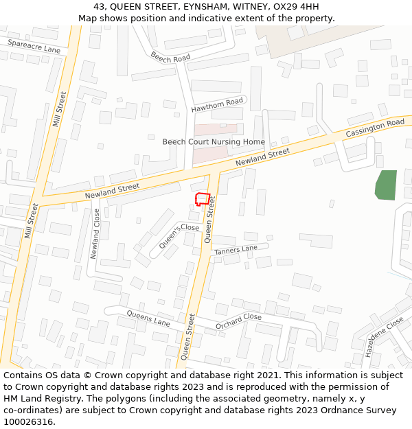 43, QUEEN STREET, EYNSHAM, WITNEY, OX29 4HH: Location map and indicative extent of plot