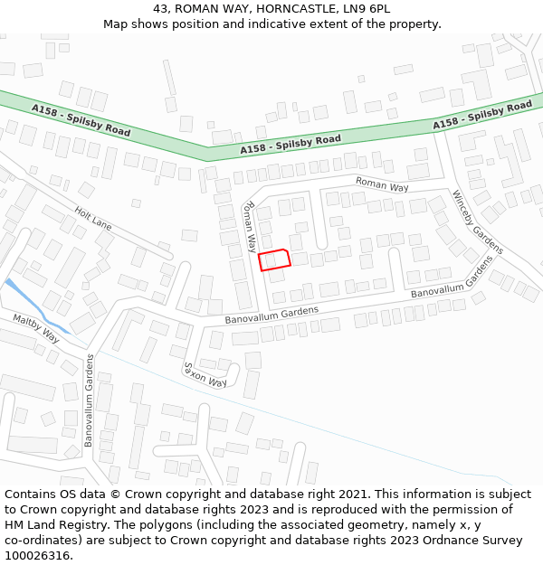 43, ROMAN WAY, HORNCASTLE, LN9 6PL: Location map and indicative extent of plot