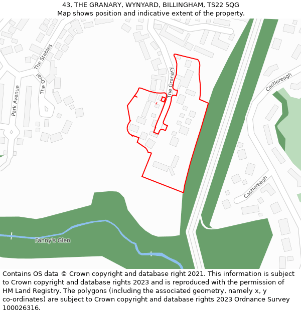 43, THE GRANARY, WYNYARD, BILLINGHAM, TS22 5QG: Location map and indicative extent of plot