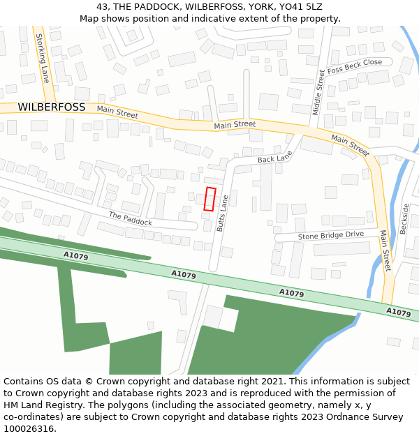 43, THE PADDOCK, WILBERFOSS, YORK, YO41 5LZ: Location map and indicative extent of plot
