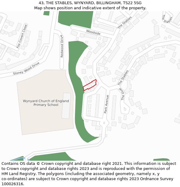 43, THE STABLES, WYNYARD, BILLINGHAM, TS22 5SG: Location map and indicative extent of plot