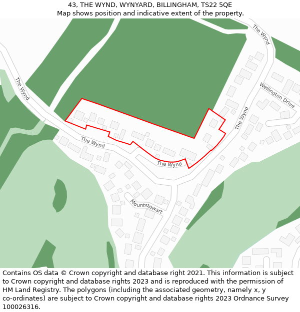 43, THE WYND, WYNYARD, BILLINGHAM, TS22 5QE: Location map and indicative extent of plot