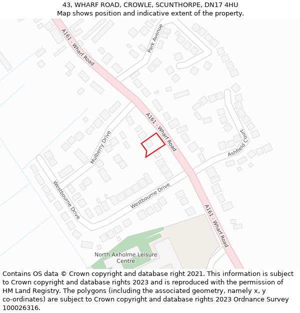 43, WHARF ROAD, CROWLE, SCUNTHORPE, DN17 4HU: Location map and indicative extent of plot