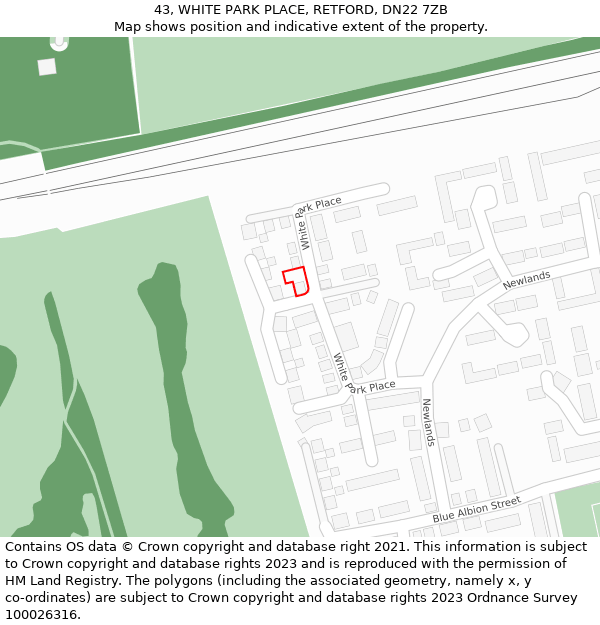 43, WHITE PARK PLACE, RETFORD, DN22 7ZB: Location map and indicative extent of plot