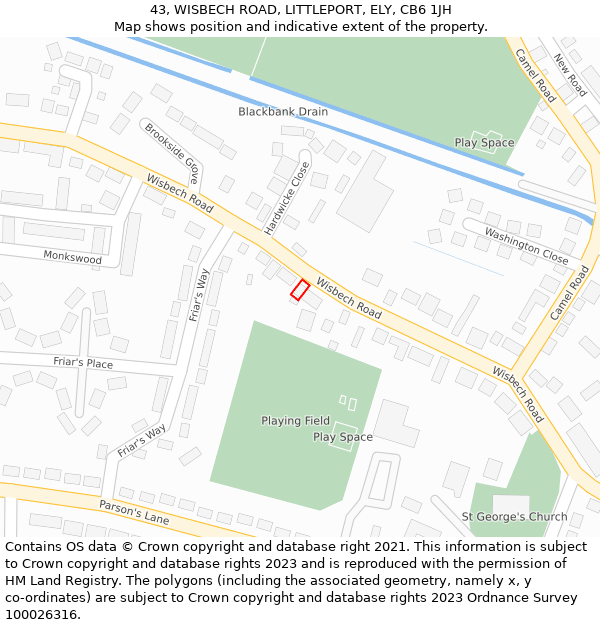 43, WISBECH ROAD, LITTLEPORT, ELY, CB6 1JH: Location map and indicative extent of plot