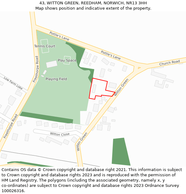 43, WITTON GREEN, REEDHAM, NORWICH, NR13 3HH: Location map and indicative extent of plot