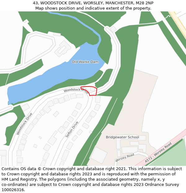 43, WOODSTOCK DRIVE, WORSLEY, MANCHESTER, M28 2NP: Location map and indicative extent of plot