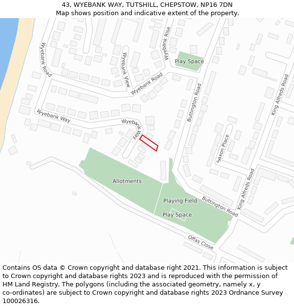 43, WYEBANK WAY, TUTSHILL, CHEPSTOW, NP16 7DN: Location map and indicative extent of plot