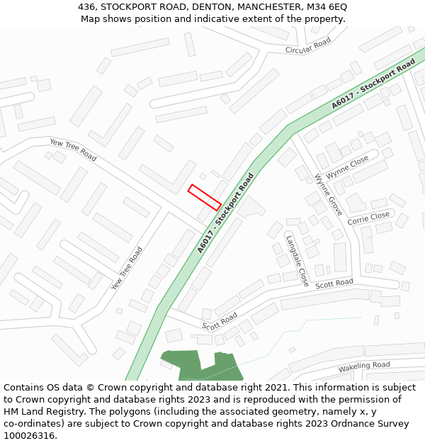 436, STOCKPORT ROAD, DENTON, MANCHESTER, M34 6EQ: Location map and indicative extent of plot