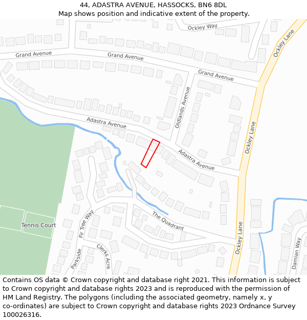 44, ADASTRA AVENUE, HASSOCKS, BN6 8DL: Location map and indicative extent of plot