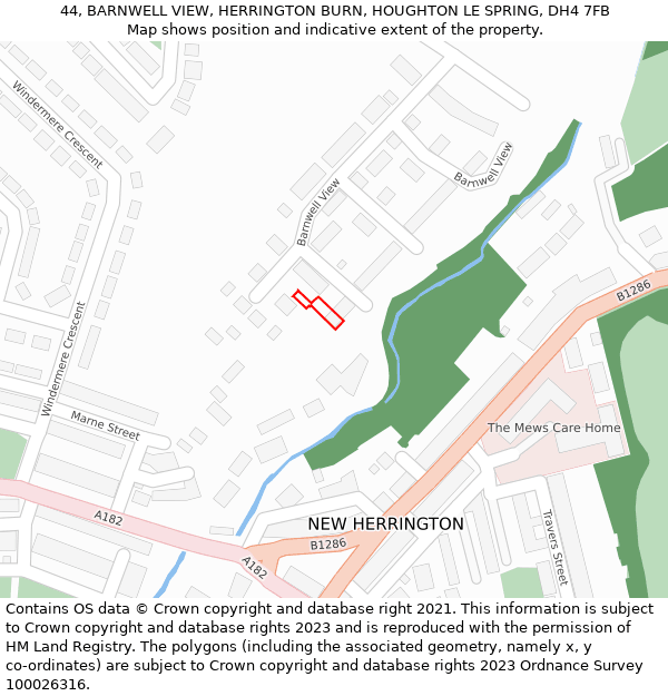 44, BARNWELL VIEW, HERRINGTON BURN, HOUGHTON LE SPRING, DH4 7FB: Location map and indicative extent of plot