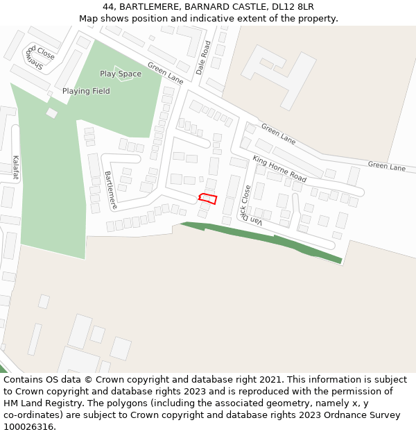 44, BARTLEMERE, BARNARD CASTLE, DL12 8LR: Location map and indicative extent of plot