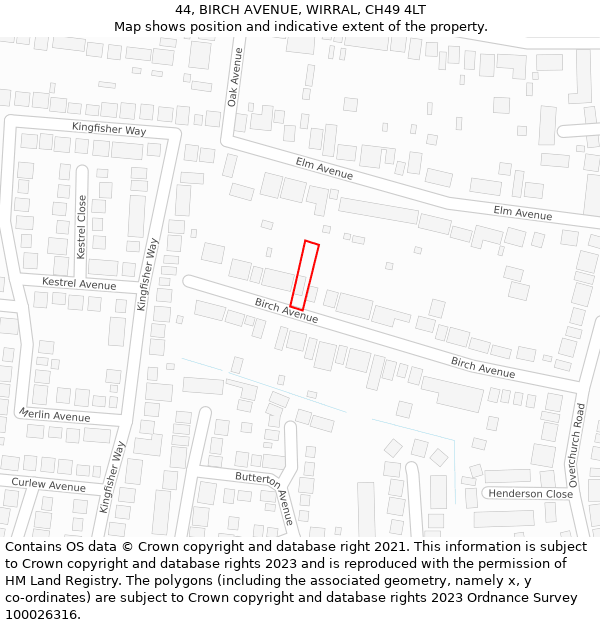 44, BIRCH AVENUE, WIRRAL, CH49 4LT: Location map and indicative extent of plot