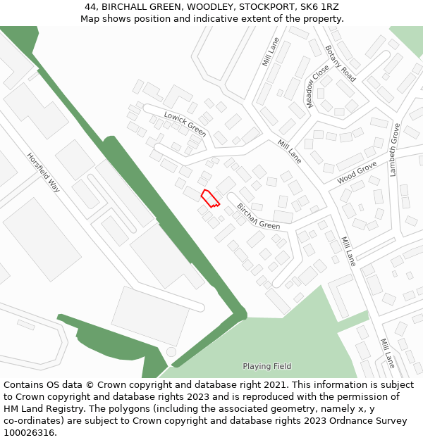 44, BIRCHALL GREEN, WOODLEY, STOCKPORT, SK6 1RZ: Location map and indicative extent of plot