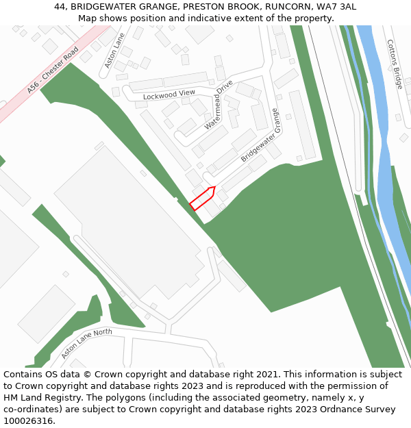 44, BRIDGEWATER GRANGE, PRESTON BROOK, RUNCORN, WA7 3AL: Location map and indicative extent of plot