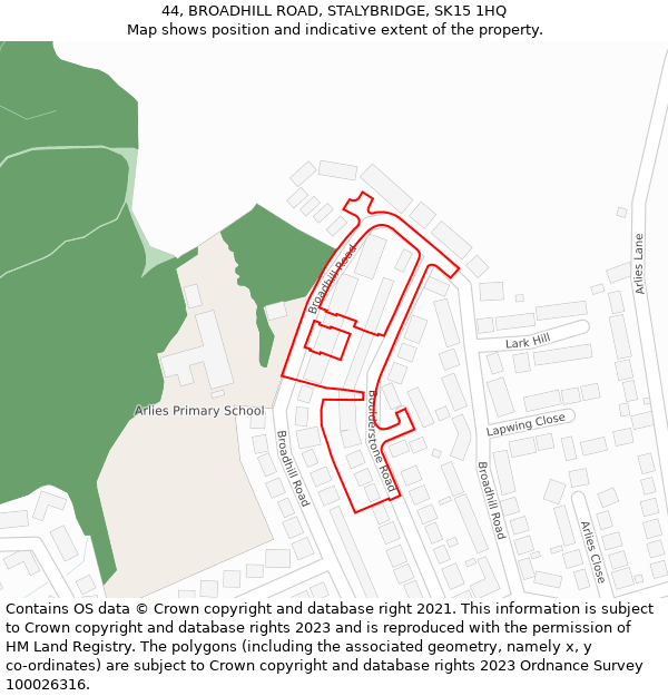 44, BROADHILL ROAD, STALYBRIDGE, SK15 1HQ: Location map and indicative extent of plot