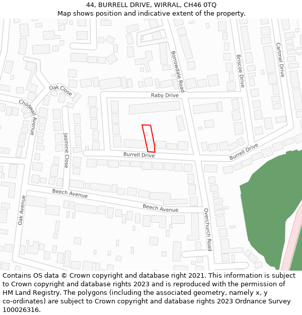 44, BURRELL DRIVE, WIRRAL, CH46 0TQ: Location map and indicative extent of plot