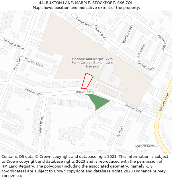 44, BUXTON LANE, MARPLE, STOCKPORT, SK6 7QL: Location map and indicative extent of plot