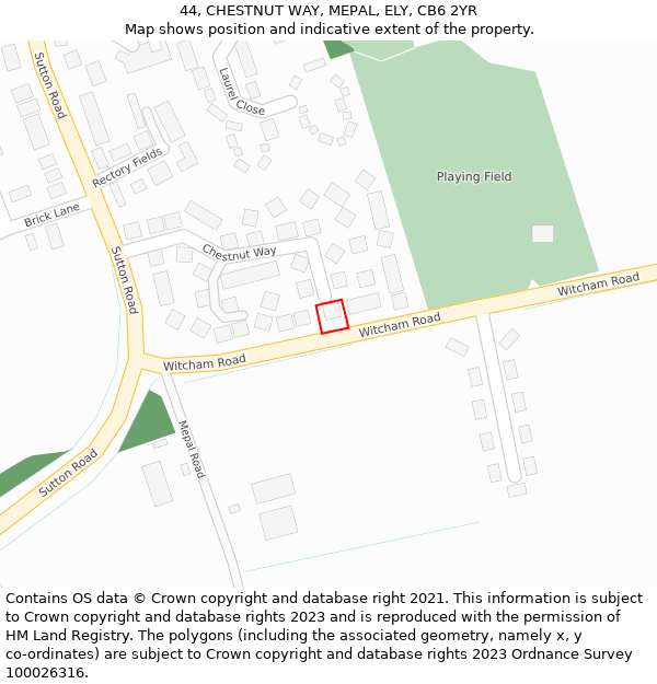 44, CHESTNUT WAY, MEPAL, ELY, CB6 2YR: Location map and indicative extent of plot